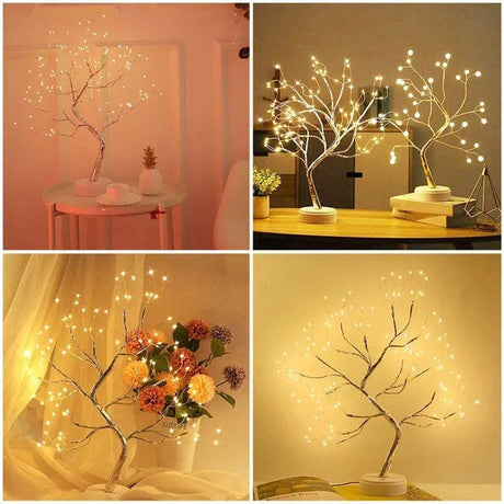 LED Night Light Mini Christmas Tree Copper Wire Garland Lamp For Kids Home Bedroom Decoration Decor Fairy Light Holiday lighting - novelvine