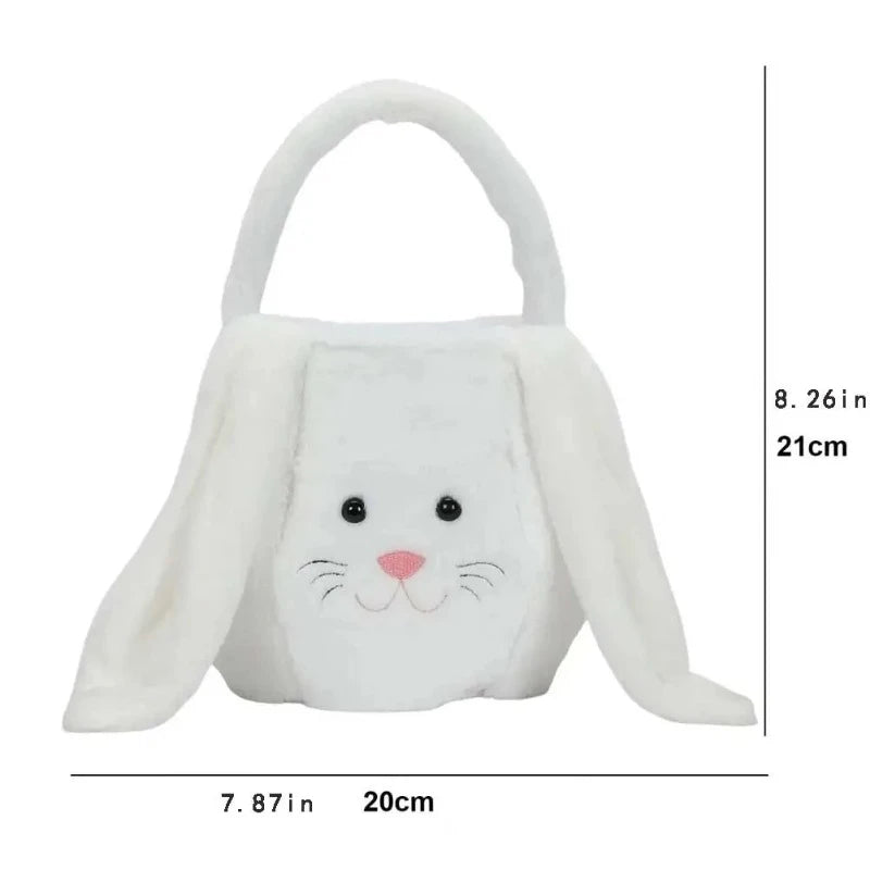 Large Capacity Bunny Storage Basket: Portable Plush Easter Rabbit Handbag for Candy and Household Supplies