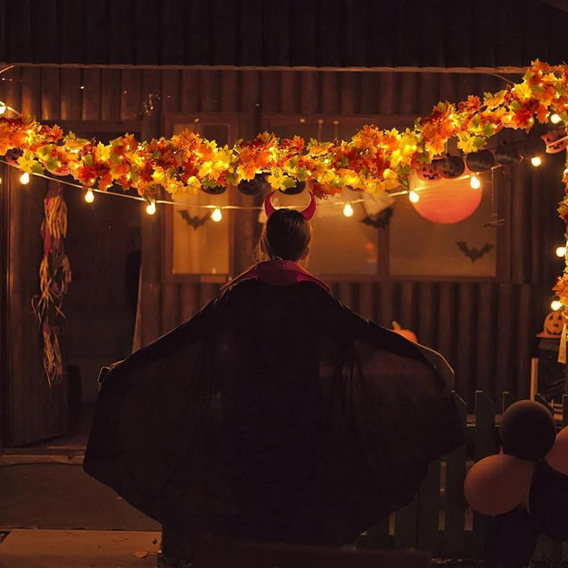 200CM Artificial Autumn Maple Leaf Garland – Fall Vine Wreath for Home, Door, Wall & Garden Decorations