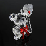 Valentines Day Gift Crystal Bear Glass Rose Artificial Flower Fashion Ornament Lovely Animal Wedding Home Decor Christmas Gifts - novelvine