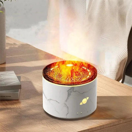 230ML Volcano Aromatherapy Diffuser - USB Flame Simulation Air Humidifier with Color Changing Ambient Lights and Mist Maker - novelvine