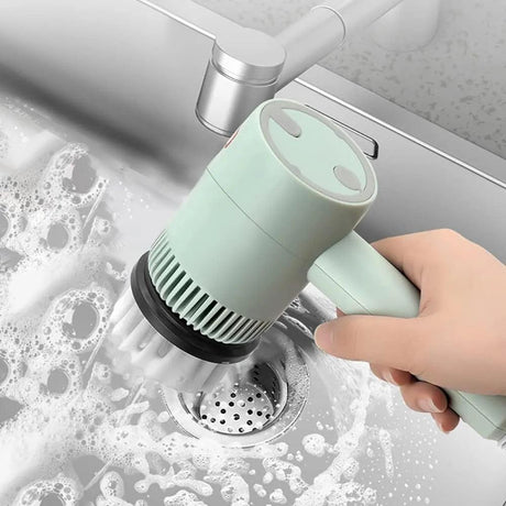 Cordless Electric Spin Scrubber with High Torque and Adjustable Gears - Includes 2-6 Interchangeable Brush Heads, Lightweight & Safe Design, for Efficient Cleaning, Lightweight S - novelvine