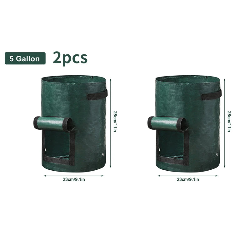 Garden Grow Bags 3/5/7/10 Gallon – Heavy-Duty Fabric Plant Pots for Vegetables, Potatoes, Onions, and Herbs – PE DIY Planter Bags with Handles