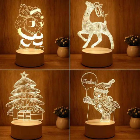 Christmas Gift 3D Small Night Light Santa Claus white Bedside Light Atmosphere Night Light - novelvine