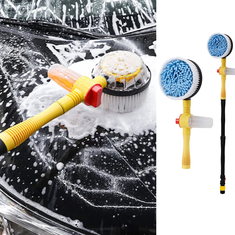 Effortless Cleaning: Long Handle Automatic Rotating Foaming Car Wash Brush - Chenille Microfiber Mop for Sparkling Car Shine