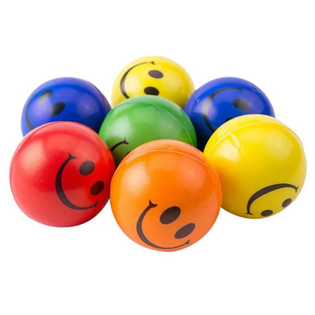 Smile Face Stress Ball - 6.3cm PU Foam Squeeze Toy for Hand Exercise and Anxiety Relief - Perfect for Children and Adults - novelvine