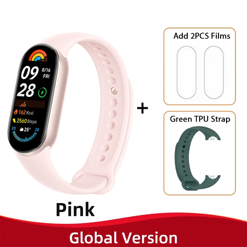 New Global Version Xiaomi Mi Band 9 AMOLED 1.62" Display Blood Oxygen Fitness Tracker Bracelet Xiaomi Smart Band 9 Wrist Watch