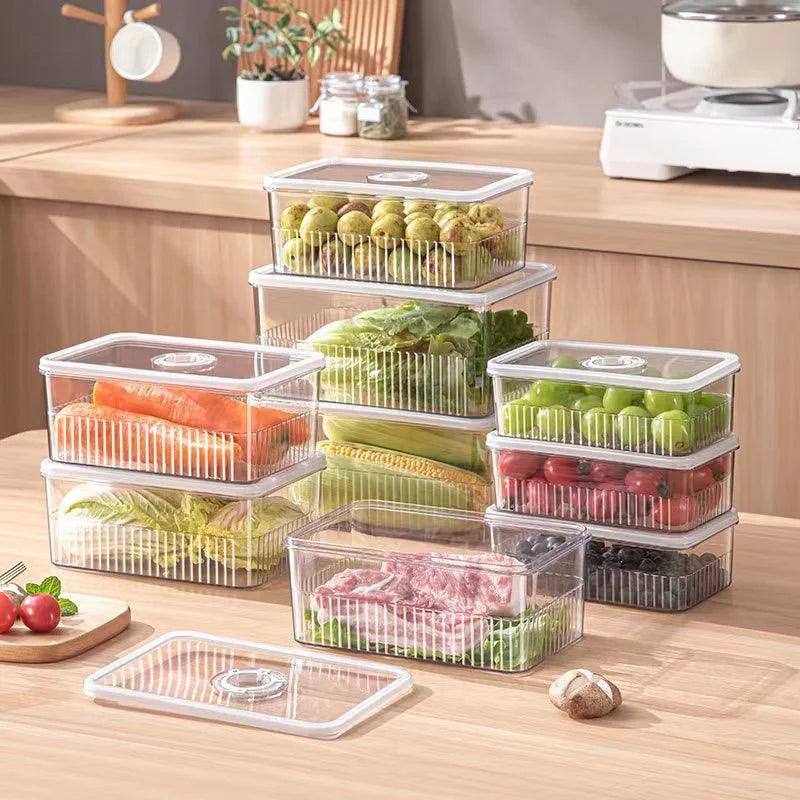 Transparent Fridge Organizer Food Storage Containers Fresh Vegetable Fruit Baskets Refrigerator Storage Box Kitchen Organizer - novelvine