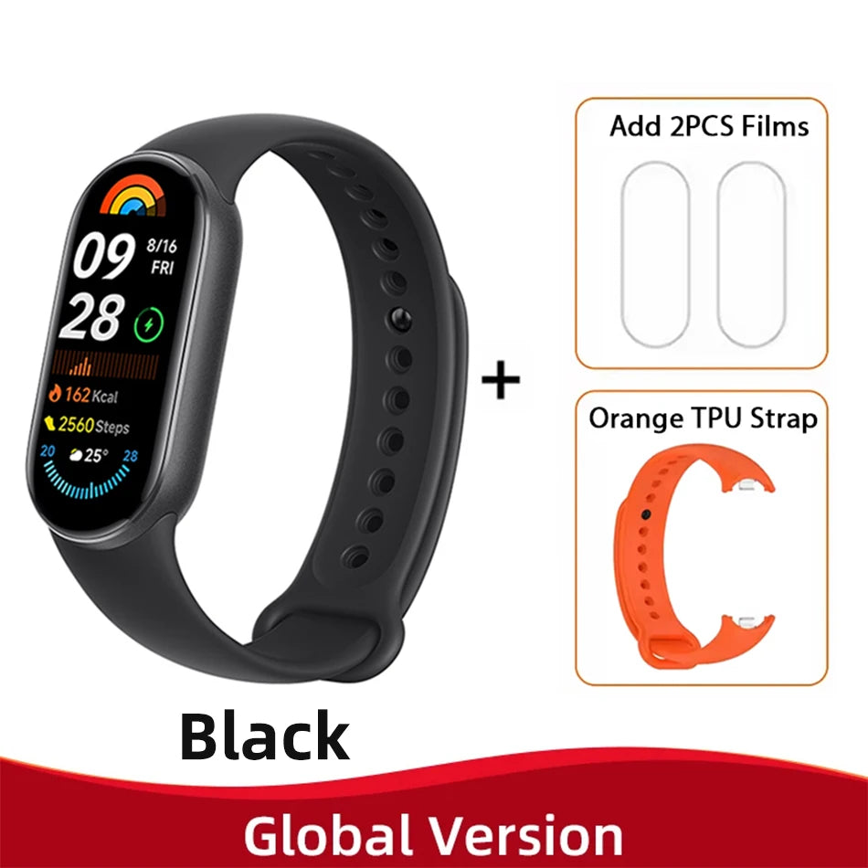 New Global Version Xiaomi Mi Band 9 AMOLED 1.62" Display Blood Oxygen Fitness Tracker Bracelet Xiaomi Smart Band 9 Wrist Watch