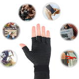 Compression Arthritis Gloves for Joint Pain Relief - Half Finger Brace Therapy with Copper, Anti-slip Wrist Support