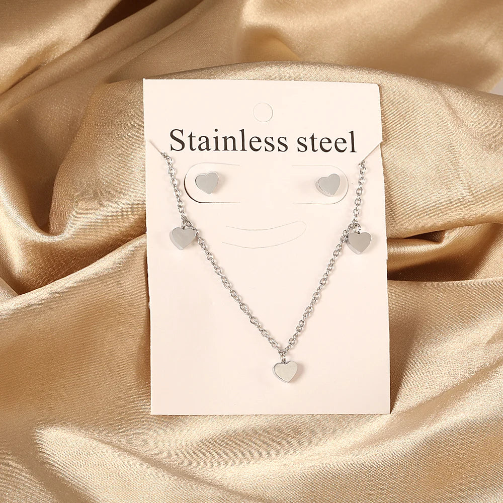 Luxury Water Drop Choker Necklace & Earrings Set – Stainless Steel Women’s Jewelry for Wedding & Special Occasions