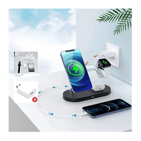 3 in 1 Magnetic Wireless Charger Stand For iPhone 14 13 12 Pro Max Apple Watch 8 7 Airpods Induction USB Fast Charging Station - novelvine