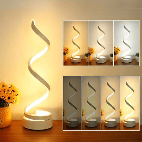 Modern Table Lamps Set of 2, Dimmable Spiral Table Lamps for Nightstand