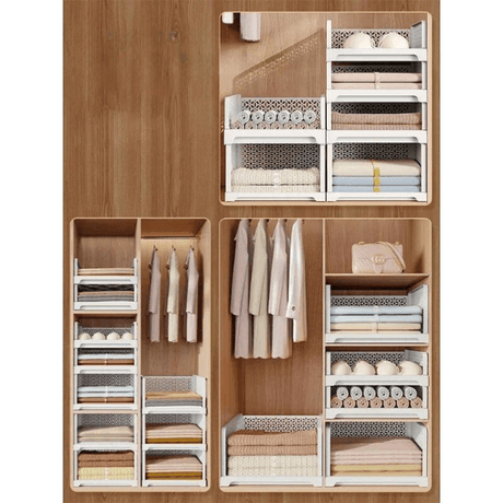 Pull-out type Closet Storage Shelf Wardrobe Organizer Layered Organizers of Cabinets and Drawers Clothes Storage Organizer - novelvine