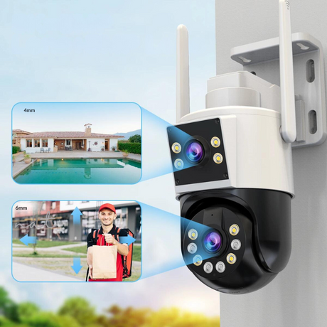 JOOAN Dual Lens 10MP/6MP PTZ WiFi Outdoor Camera - AI Tracking, 4K/5K HD, Night Vision, Two-Way Audio, IP66 Weatherproof CCTV Surveillance