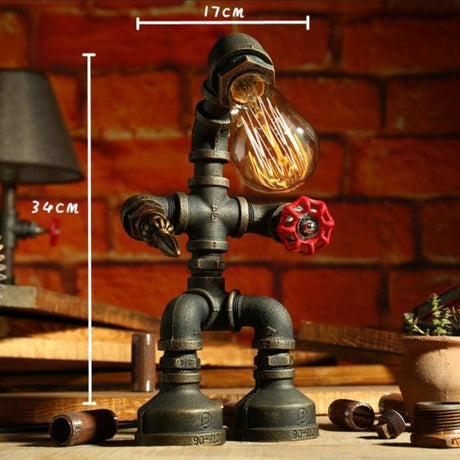 Robot Table Lamp Vintage Industrial Style Iron Pipe LED Desk Lamp for Bedside, Cafe, Home Decor Lighting Fixtures - novelvine