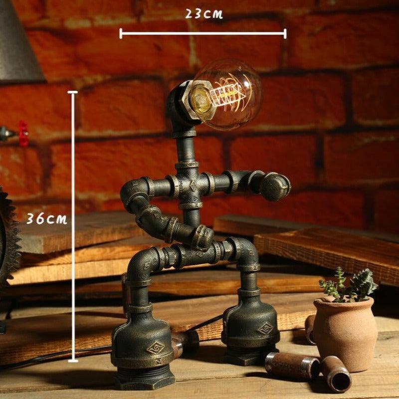 Robot Table Lamp Vintage Industrial Style Iron Pipe LED Desk Lamp for Bedside, Cafe, Home Decor Lighting Fixtures - novelvine
