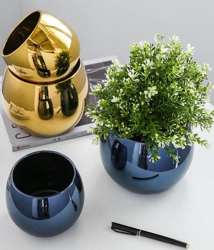 Nordic Minimalist Style Electroplated Ceramic Flowerpot - novelvine