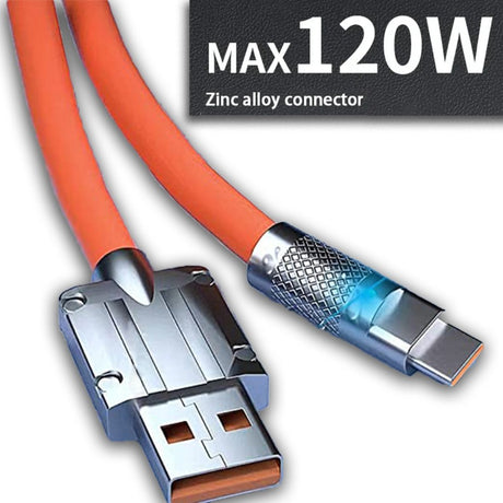 120W 6A Super Fast Silicone PD Quick Charge USB Cable