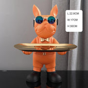 Nordic Resin Bulldog Crafts Dog Butler with Tray Ornament