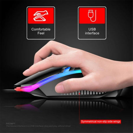 Rainbow LED T6 USB Wired Keyboard Mouse Set - novelvine