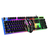 Rainbow LED T6 USB Wired Keyboard Mouse Set - novelvine