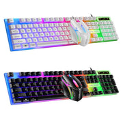 Rainbow LED T6 USB Wired Keyboard Mouse Set