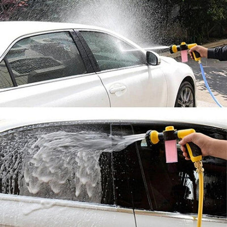 High Pressure Water Hose Nozzle Spray & Soap Dispenser Garden Gun | Car Wash Foam Gun for Watering Plants, Lawn, Patio, Cleaning, & Pet Showering - novelvine