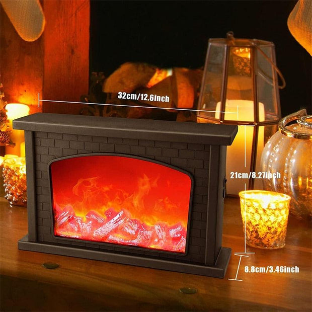 USB Battery Operated Flame Effect Lantern Lamp Simulated Fireplace Night Light Decorative Lighting for Courtyard, Living Room