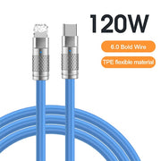 120W 6A Super Fast Silicone PD Quick Charge USB Cable
