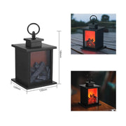 USB Battery Operated Flame Effect Lantern Lamp Simulated Fireplace Night Light Decorative Lighting for Courtyard, Living Room