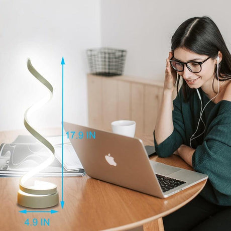 Modern Table Lamps Set of 2, Dimmable Spiral Table Lamps for Nightstand, 12W LED Desk Lamp 3 Color 10 Brightness Level Bedside Lamps Desk Light Office Lamp for Bedroom, Living Room (White)