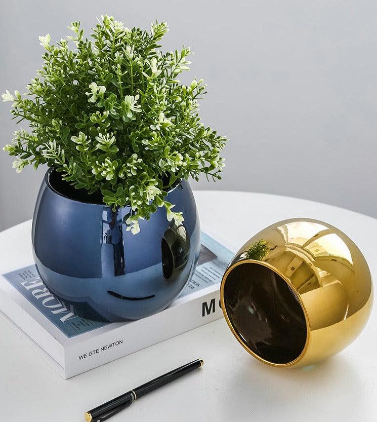 Nordic Minimalist Style Electroplated Ceramic Flowerpot - novelvine