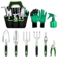 Garden Supplies 9-piece Aluminum Alloy Set, Silicone Two-color Handle Shovel Gardening Tools - novelvine